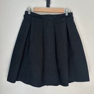 Vintage Lanvin Paris A Line Pleated Structured Flared Mini Skirt Academia size 2